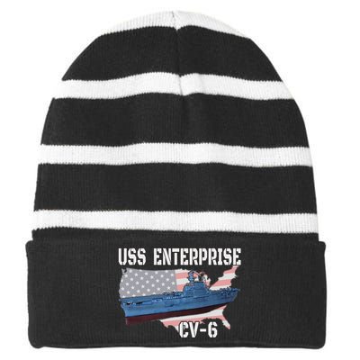 Uss Enterprise Cv6 Aircraft Carrier Veterans Day Father Day Striped Beanie with Solid Band