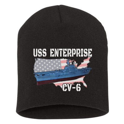 Uss Enterprise Cv6 Aircraft Carrier Veterans Day Father Day Short Acrylic Beanie