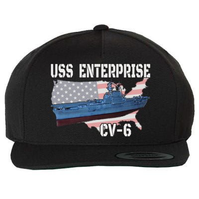 Uss Enterprise Cv6 Aircraft Carrier Veterans Day Father Day Wool Snapback Cap