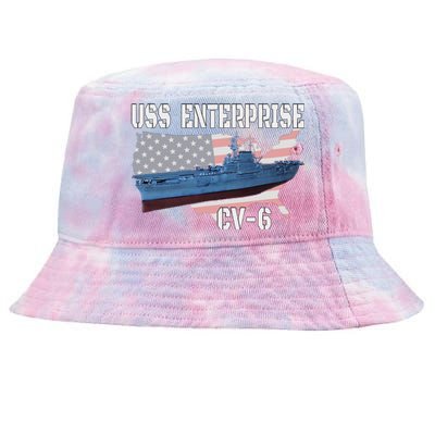 Uss Enterprise Cv6 Aircraft Carrier Veterans Day Father Day Tie-Dyed Bucket Hat