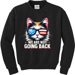 Us Election Day 2024 America Flag Cat We Are Not Going Back Kids Sweatshirt