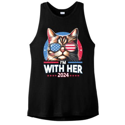 Us Election Day 2024 America Flag Cat IM With Her 2024 Ladies PosiCharge Tri-Blend Wicking Tank