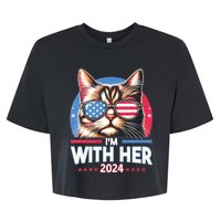 Us Election Day 2024 America Flag Cat IM With Her 2024 Bella+Canvas Jersey Crop Tee