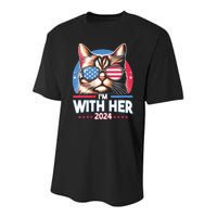 Us Election Day 2024 America Flag Cat IM With Her 2024 Youth Performance Sprint T-Shirt