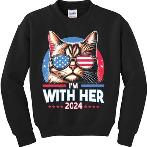 Us Election Day 2024 America Flag Cat IM With Her 2024 Kids Sweatshirt