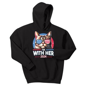 Us Election Day 2024 America Flag Cat IM With Her 2024 Kids Hoodie