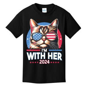 Us Election Day 2024 America Flag Cat IM With Her 2024 Kids T-Shirt