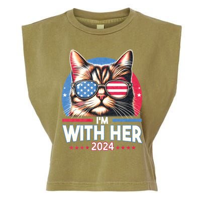 Us Election Day 2024 America Flag Cat IM With Her 2024 Garment-Dyed Women's Muscle Tee