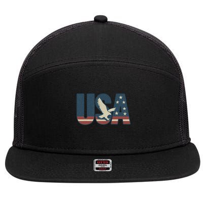USA Eagle Emblem 7 Panel Mesh Trucker Snapback Hat