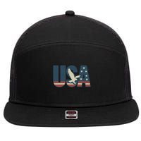USA Eagle Emblem 7 Panel Mesh Trucker Snapback Hat