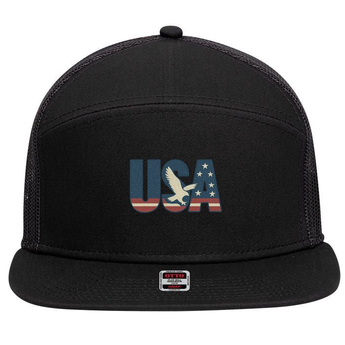 USA Eagle Emblem 7 Panel Mesh Trucker Snapback Hat