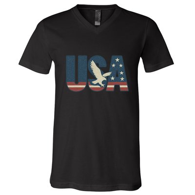 USA Eagle Emblem V-Neck T-Shirt