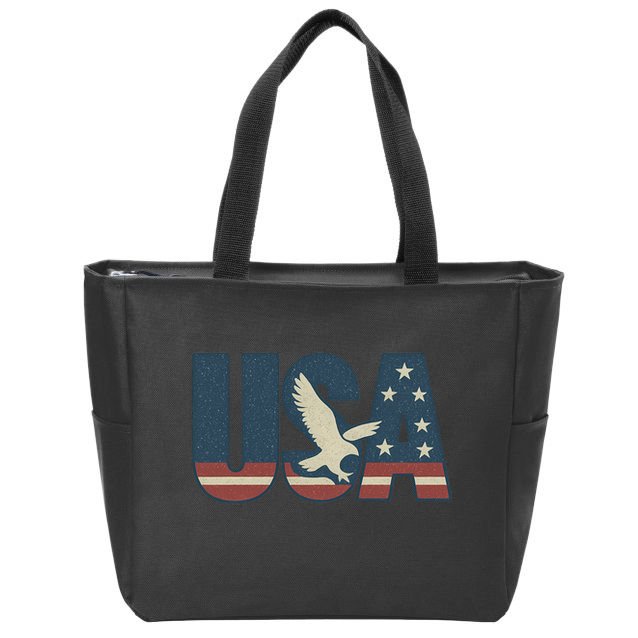 USA Eagle Emblem Zip Tote Bag
