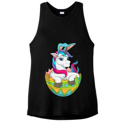 Unicorn Easter Egg Ladies PosiCharge Tri-Blend Wicking Tank