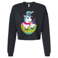 Unicorn Easter Egg Cropped Pullover Crew