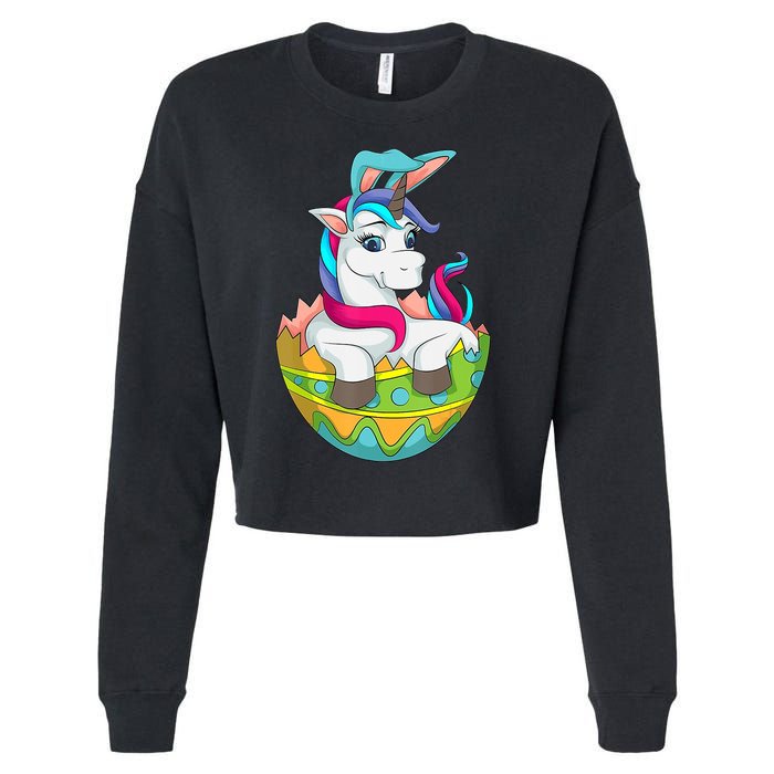 Unicorn Easter Egg Cropped Pullover Crew