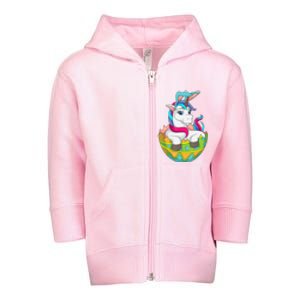 Unicorn Easter Egg Toddler Zip Fleece Hoodie