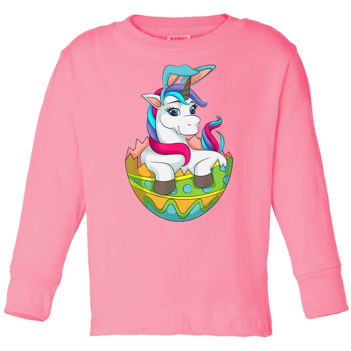 Unicorn Easter Egg Toddler Long Sleeve Shirt