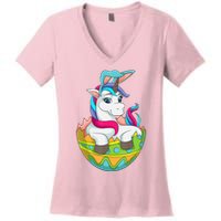 Unicorn Easter Egg Women's V-Neck T-Shirt