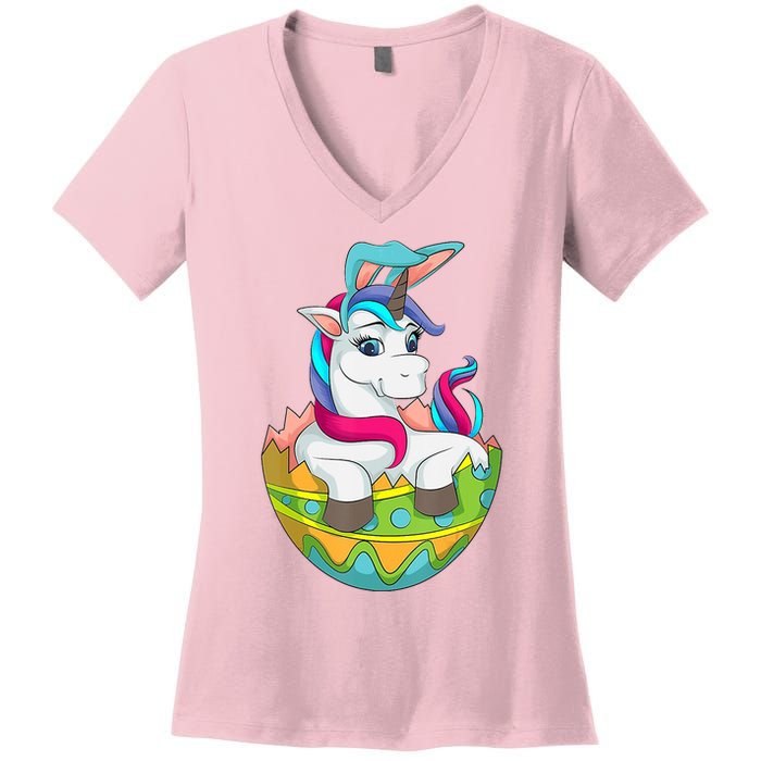 Unicorn Easter Egg Women's V-Neck T-Shirt