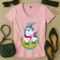 Unicorn Easter Egg Women's V-Neck T-Shirt