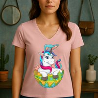 Unicorn Easter Egg Women's V-Neck T-Shirt