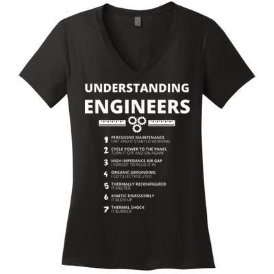 Understanding Engineers  Funny Sarcastic Engineering Gift Women's V-Neck T-Shirt
