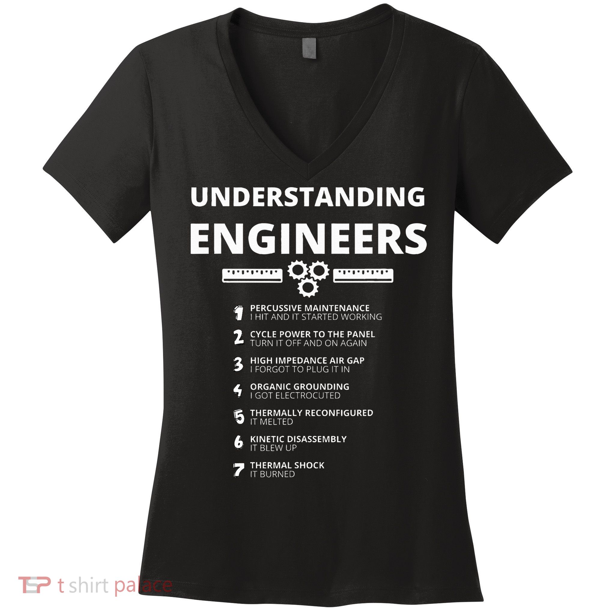 Understanding Engineers  Funny Sarcastic Engineering Gift Women's V-Neck T-Shirt