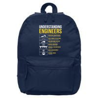 Understanding Engineers Funny Sarcastic Engineering 16 in Basic Backpack