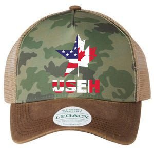 Us Eh Funny Canada American Flag Legacy Tie Dye Trucker Hat