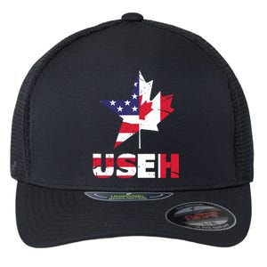 Us Eh Funny Canada American Flag Flexfit Unipanel Trucker Cap