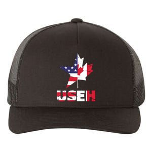 Us Eh Funny Canada American Flag Yupoong Adult 5-Panel Trucker Hat