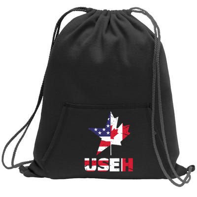 Us Eh Funny Canada American Flag Sweatshirt Cinch Pack Bag