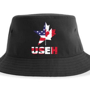 Us Eh Funny Canada American Flag Sustainable Bucket Hat