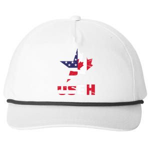 Us Eh Funny Canada American Flag Snapback Five-Panel Rope Hat