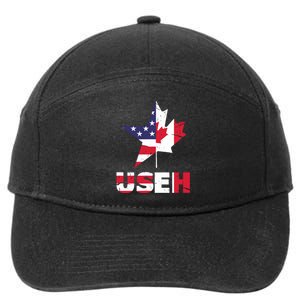 Us Eh Funny Canada American Flag 7-Panel Snapback Hat