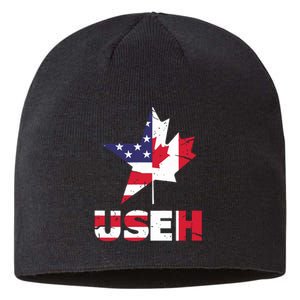 Us Eh Funny Canada American Flag Sustainable Beanie