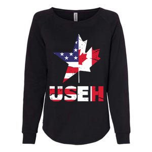 Us Eh Funny Canada American Flag Womens California Wash Sweatshirt