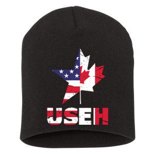 Us Eh Funny Canada American Flag Short Acrylic Beanie