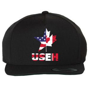 Us Eh Funny Canada American Flag Wool Snapback Cap