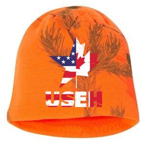 Us Eh Funny Canada American Flag Kati - Camo Knit Beanie