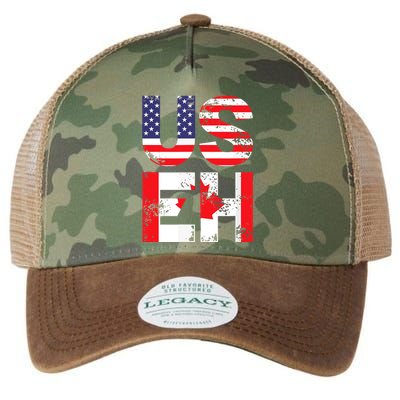 Us Eh Funny Canada American Flag Legacy Tie Dye Trucker Hat