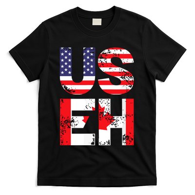 Us Eh Funny Canada American Flag T-Shirt