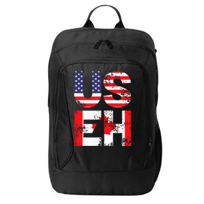 Us Eh Funny Canada American Flag City Backpack