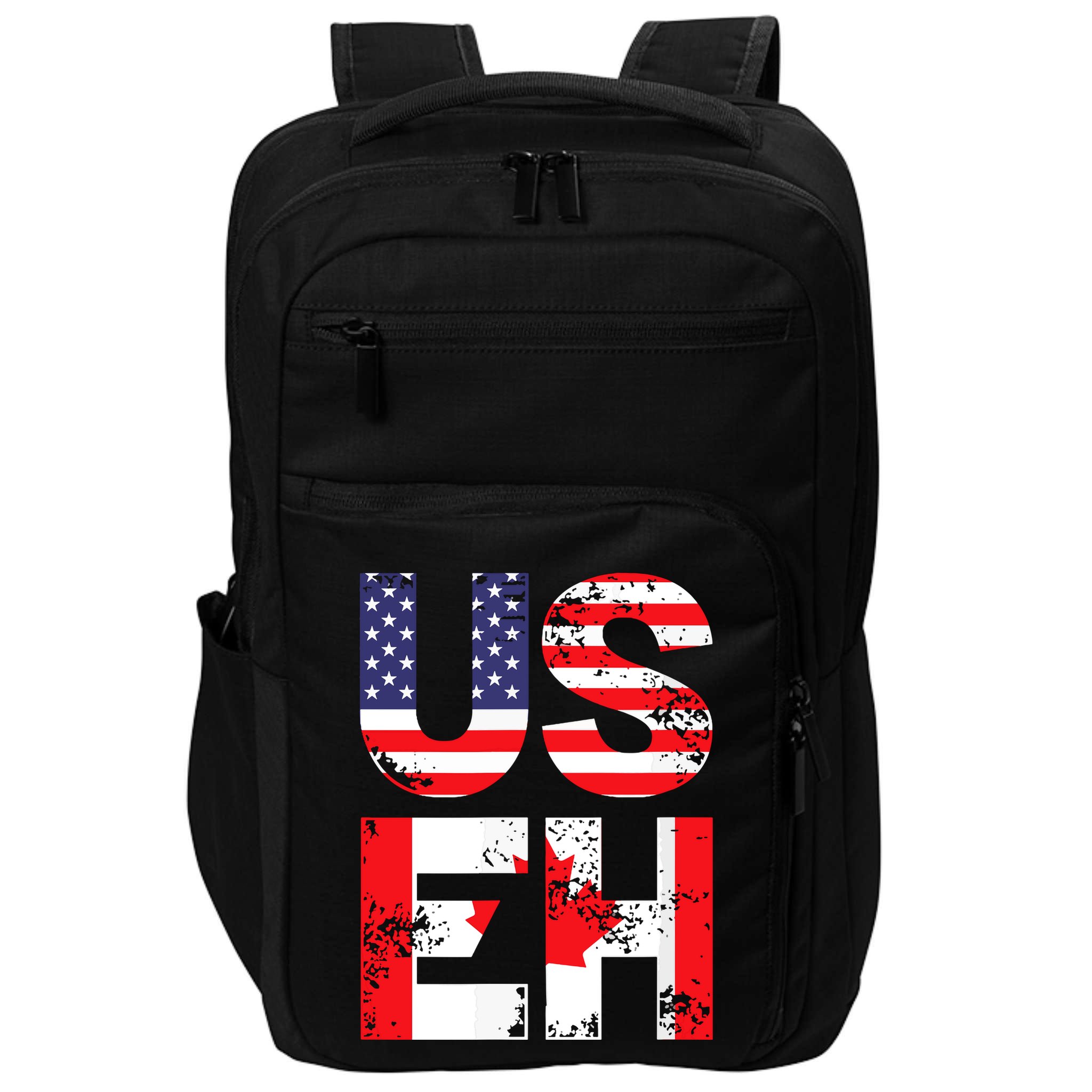 Us Eh Funny Canada American Flag Impact Tech Backpack
