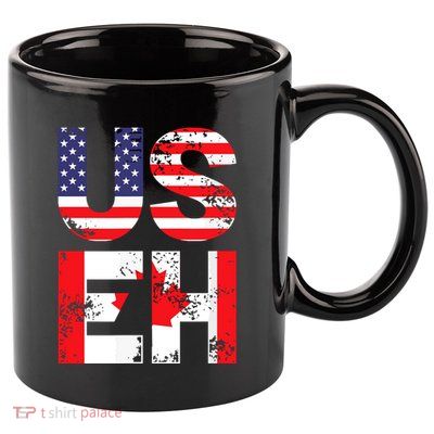 Us Eh Funny Canada American Flag 11oz C Handle Ceramic Mug