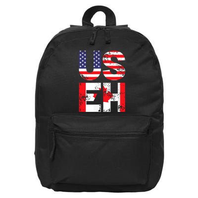 Us Eh Funny Canada American Flag 16 in Basic Backpack