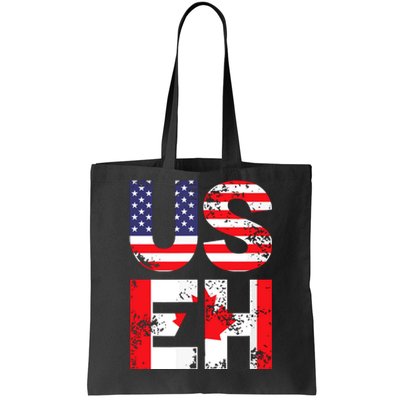 Us Eh Funny Canada American Flag Tote Bag