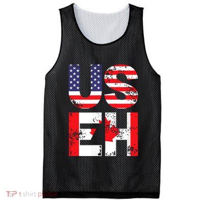 Us Eh Funny Canada American Flag Mesh Reversible Basketball Jersey Tank