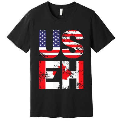 Us Eh Funny Canada American Flag Premium T-Shirt